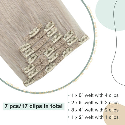 [16 Kleuren] Ugeat Clip in Haarextensions Menselijk Haar 14-22" Dubbele Weft Remy Haar Volledige Hoofd Clip in Extensions voor Vrouwen 7 Stuks