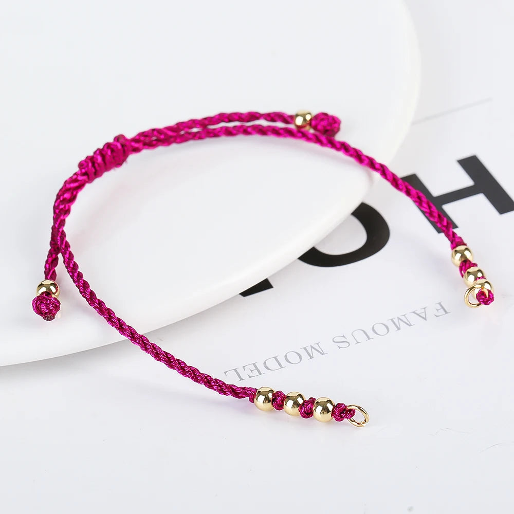 DIY Armband Rohling handgewebt verstellbar mit Goldperlen Schmuckzubehör Bastelbedarf