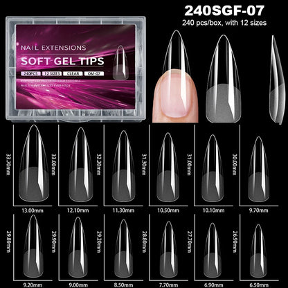 Elegante Amandel Franse Coffin Zachte Gel Nepvalse Nageltips - Volledige Bedekking Semi-Matte Extensions voor een Gepolijst Uiterlijk