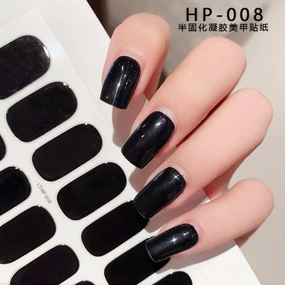 16 Stunning 5D Volledige Dekking Nagelstickers - Semi-Genezen UV Gel Wraps voor Modebewuste Nagelkunst en Verlengingen!
