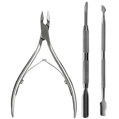 Ultimate 3-delige Pro RVS Nagelkunst Set: Dubbelzijdige Nagelriemknippers, Precisieschaar en Dode Huidverwijderaar voor Perfecte Manicure en Pedicure