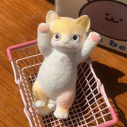 Schattige Jumbo Kitty Kat Taba Siliconen Pluche Speelgoed - Handgemaakte Squeeze Mochi voor Stressverlichting & Ontspanning - Perfect Cadeau voor Kattenliefhebbers!
