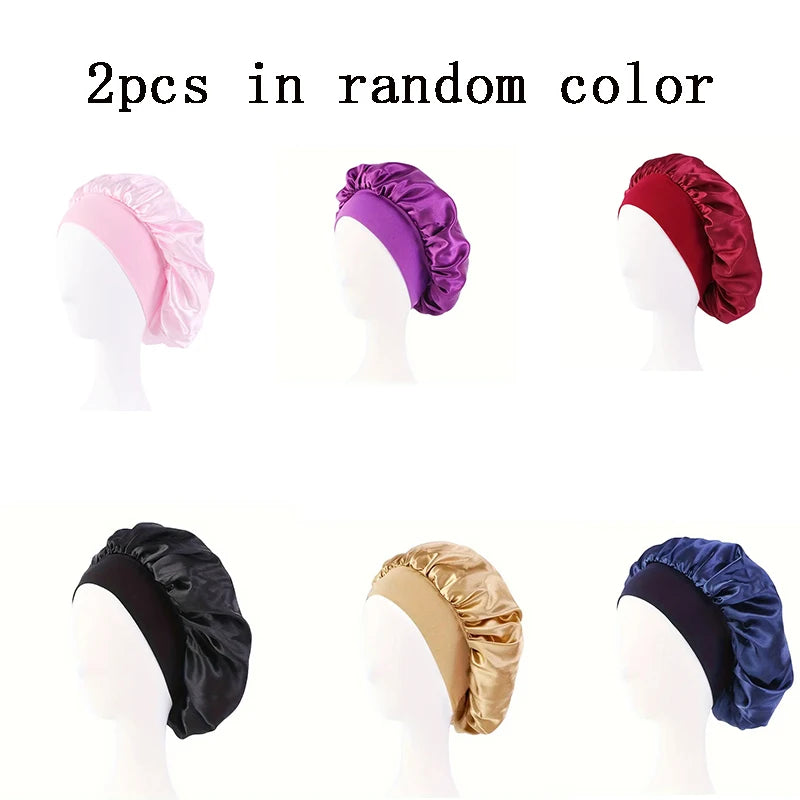 Satin Bonnet Silk Hair Bonnet Sleeping Sleep Bonnets Large Wide Soft Band for Curly Hair Braids Women's Night Cap for Hair Care
