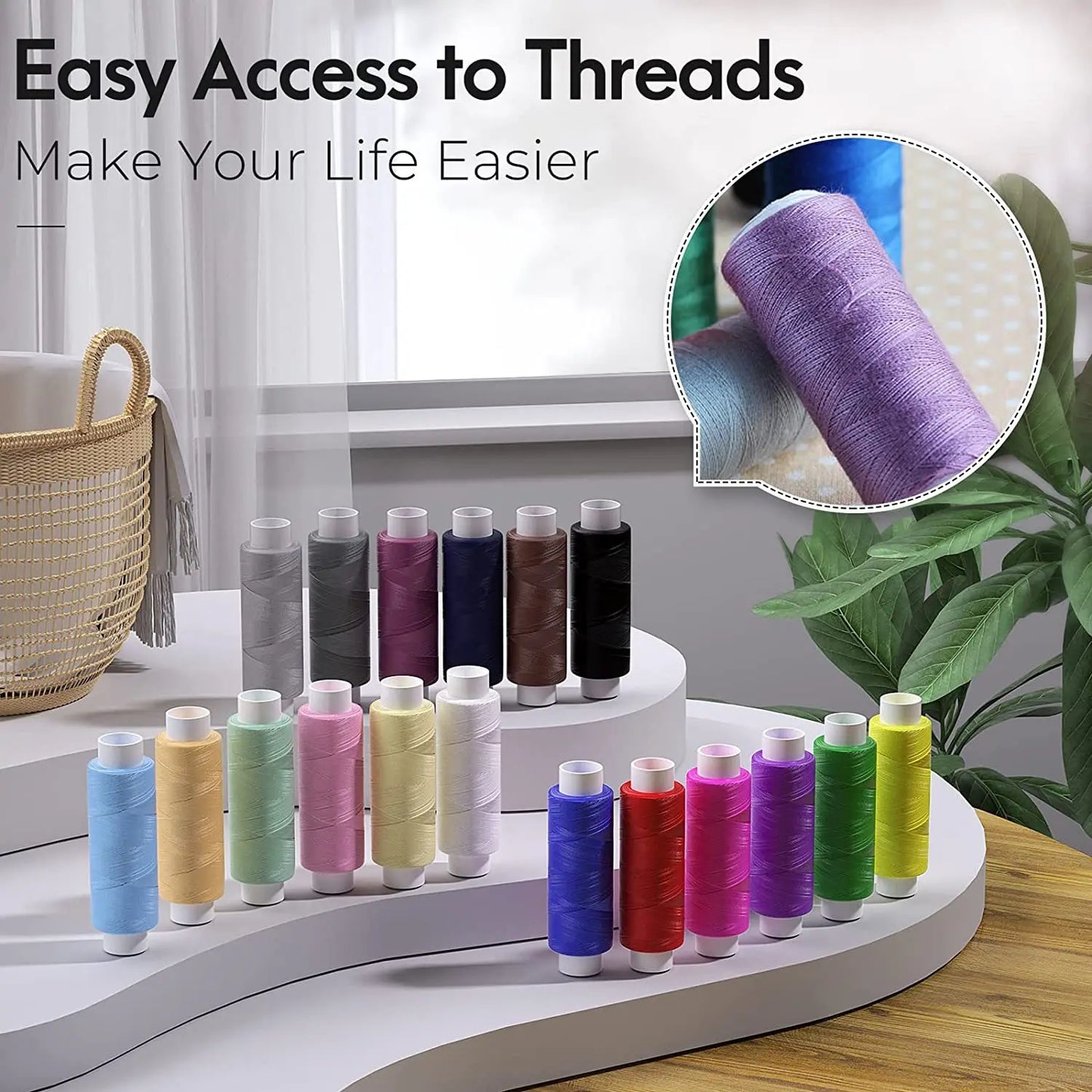 Kit de couture complet avec fils aiguilles ciseaux accessoires couture DIY maison voyage