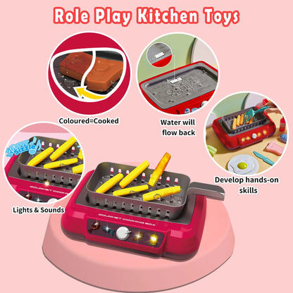 Spannende Kleurveranderende Gourmet Kookset - 20PCS Keukenaccessoires met Lichten voor Leuk Doe- alsof Spel, Perfect Cadeau voor Kinderen!