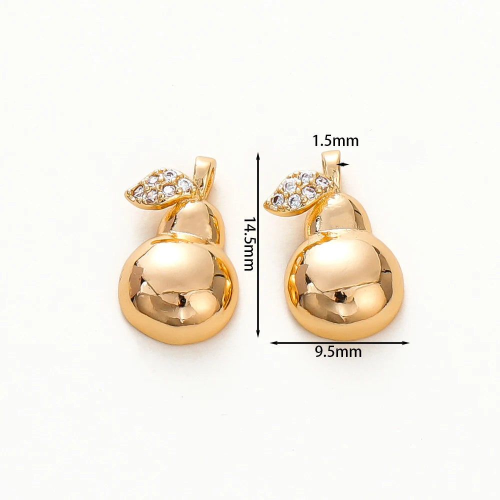 2pcs Strawberry Charms 18K Gold Plated Fruit Pendants Brass