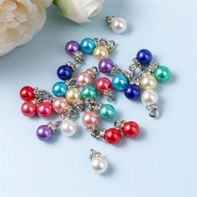 20pcs Mini Colorful Imitation Pearl Charms for Jewelry Making