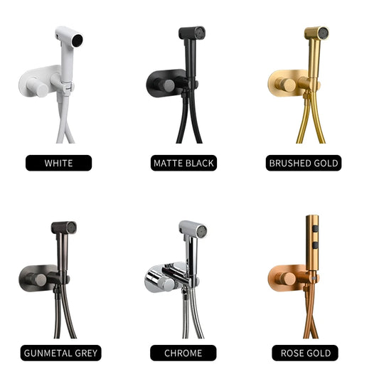 Luxueuze Messing Handdouche Bidet Sprayer met Warm en Koud Water Mengkraan - Stijlvolle Zwart Gouden Afwerking voor Ultieme Hygiëne en Comfort
