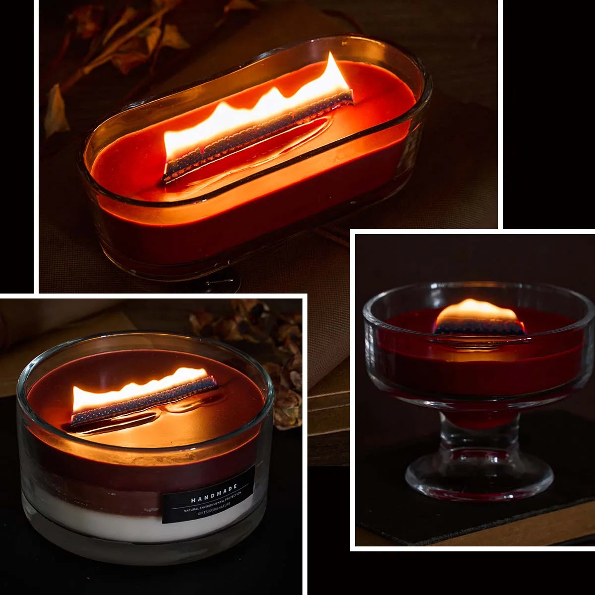 Smokeless Wood Candle Wicks with Metal Clips Multiple Sizes Wooden Wicks for Soy Wax DIY Candle Making