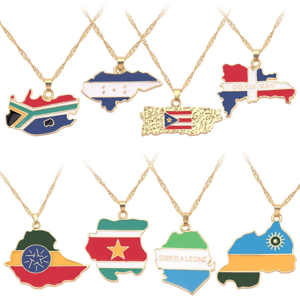 Stijlvolle SOMESOOR Afrikaanse nationale vlag ketting - Vier Nigeria, Ghana en Jamaica met hip-hop emaille hanger kettingjuwelen - Perfect cadeau voor vrouwen