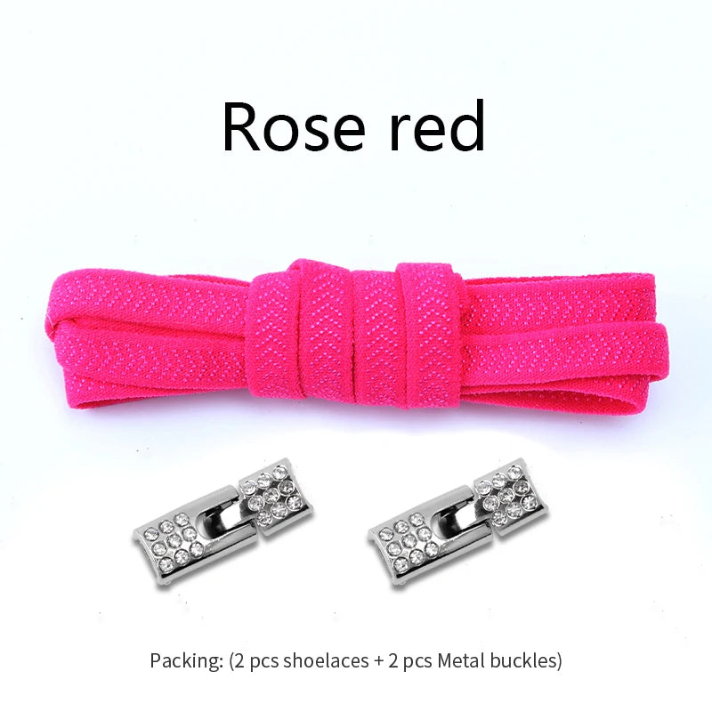 Geen-Knoop Elastische Sneakersluitingen met Diamantkruisvergrendelingen - Perfect voor Kinderen en Volwassenen, 8MM Breedte