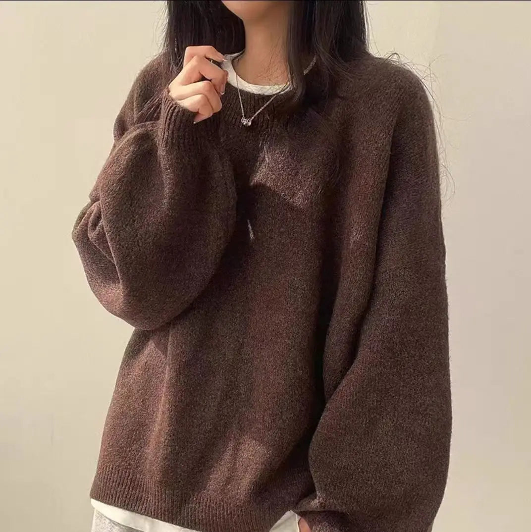 Chic Oversized Gebreide Trui voor Vrouwen - Gezellige Casual Winterkleding in Effen Kleuren