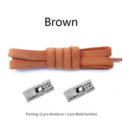 Geen-Knoop Elastische Sneakersluitingen met Diamantkruisvergrendelingen - Perfect voor Kinderen en Volwassenen, 8MM Breedte
