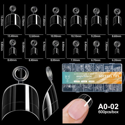 Elegante Amandel Franse Coffin Zachte Gel Nepvalse Nageltips - Volledige Bedekking Semi-Matte Extensions voor een Gepolijst Uiterlijk