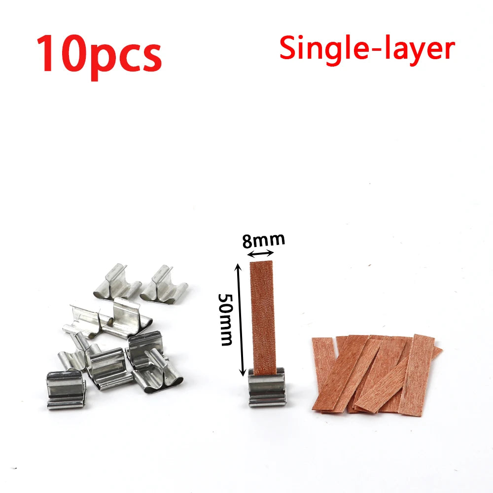 Double Layer Wooden Candle Wicks with Base for Soy Wax DIY Candle Making Supplies