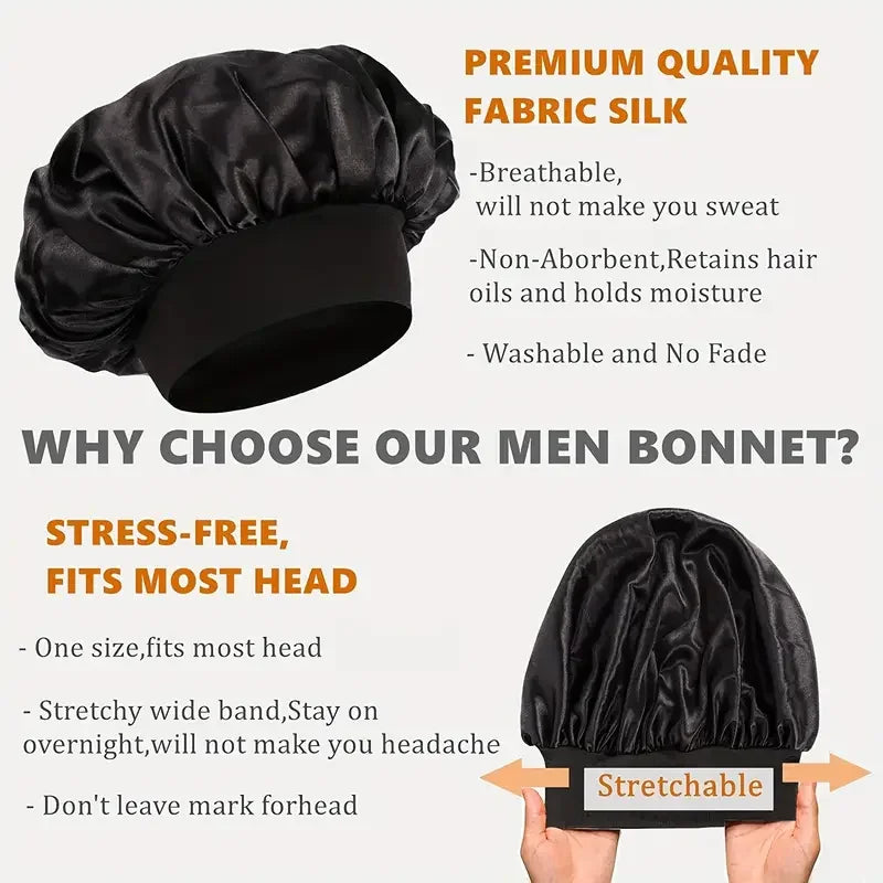 Satin Bonnet Silk Hair Bonnet Sleeping Sleep Bonnets Large Wide Soft Band for Curly Hair Braids Women's Night Cap for Hair Care