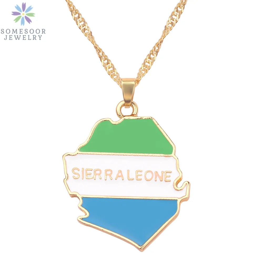 Stijlvolle SOMESOOR Afrikaanse nationale vlag ketting - Vier Nigeria, Ghana en Jamaica met hip-hop emaille hanger kettingjuwelen - Perfect cadeau voor vrouwen