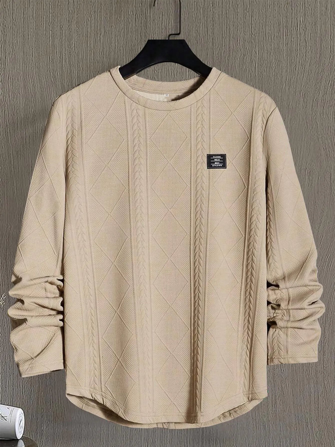Trendy Heren Ronde Hals Sweatshirt voor Herfst en Winter - Stijlvolle Lettercollage Casual Pullover