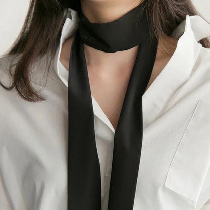Chic 190x5cm Dames Smalle Sjaal - Elegante Effen Kleur Chiffon Zijde in Levendig Rood met Veelzijdige Stylingmogelijkheden: Knoop, Taslint, Haarband of Choker!