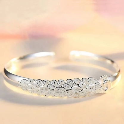 Exquise 925 Sterling Zilveren Elegante Pauw Opening Schermarmband - Perfect voor Damesmode, Feesten en Huwelijksceremonies! Het Ultieme Sieraden Cadeau!