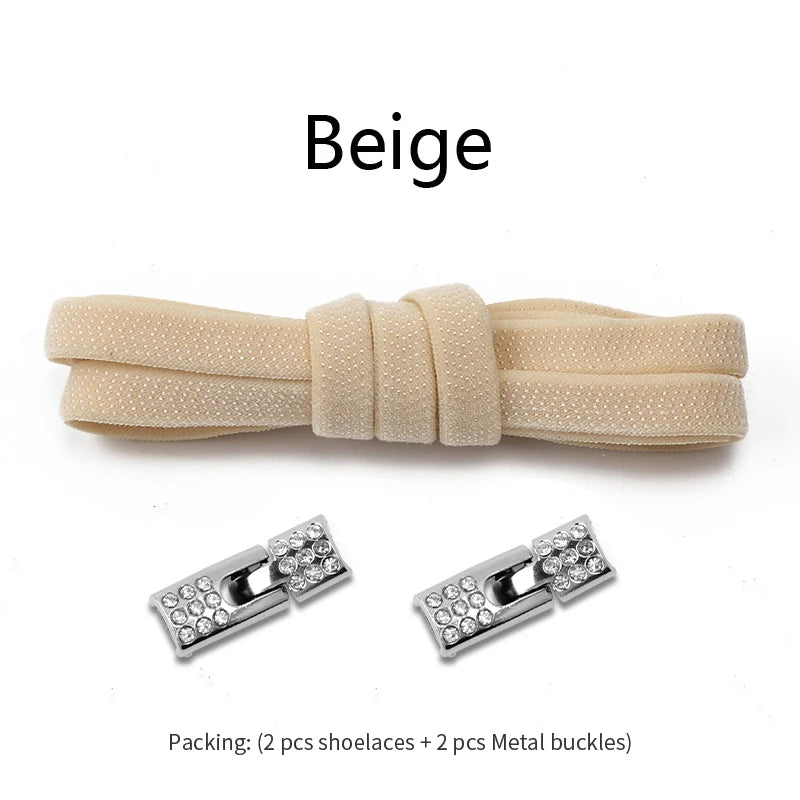 Geen-Knoop Elastische Sneakersluitingen met Diamantkruisvergrendelingen - Perfect voor Kinderen en Volwassenen, 8MM Breedte