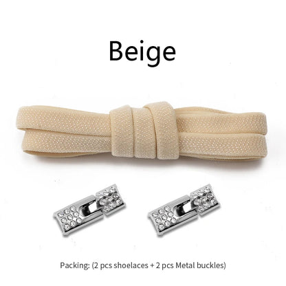 Geen-Knoop Elastische Sneakersluitingen met Diamantkruisvergrendelingen - Perfect voor Kinderen en Volwassenen, 8MM Breedte