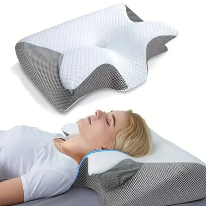 Luxueus 2-in-1 Ergonomisch Geheugenfoam Cervicaal Kussen - Snelle Terugstuiter Design voor Ultieme Nekpijnverlichting en Comfortabele Slaap