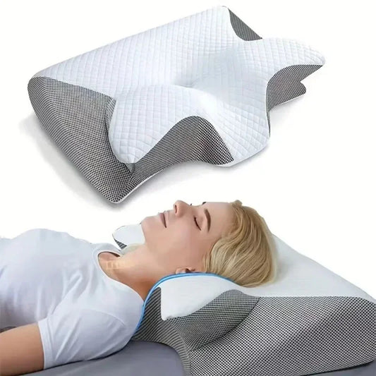 Luxueus 2-in-1 Ergonomisch Geheugenfoam Cervicaal Kussen - Snelle Terugstuiter Design voor Ultieme Nekpijnverlichting en Comfortabele Slaap
