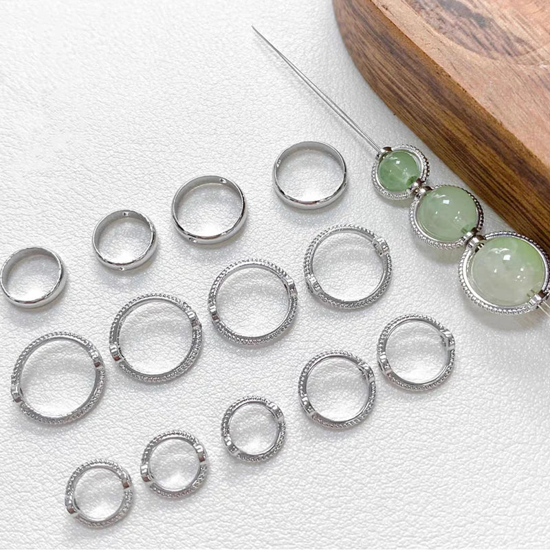 Metall Perlenfassung Ring rund 8 10 12 mm Verbinder für DIY Schmuckherstellung Bastelbedarf