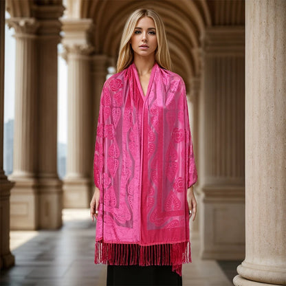 2024 Trendy Dames Bloemen Kant Gradient Zijde Sjaal - Perfecte Lente Sjaal & Wrap voor Stranddagen