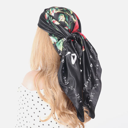 Elegante Zijden Headscarf voor Vrouwen - Luxe Satijnen Zomer Foulard & Stijlvolle 90cm Vierkante Haardoek Bandana