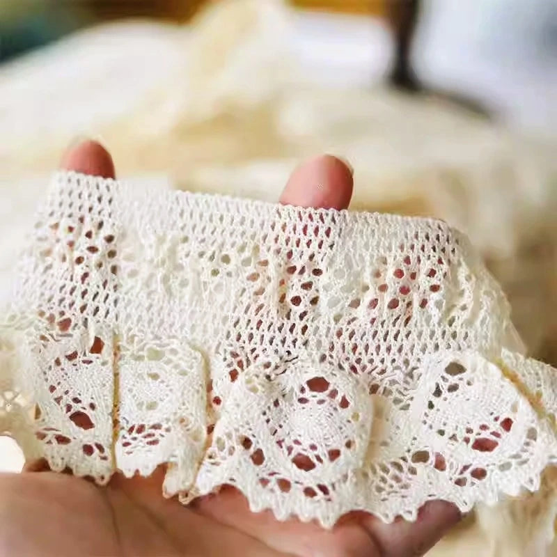 Crochet Cotton Lace Trim Stretch Fabric for Sewing Cuffs Collar Skirt Doll Dress DIY Craft Supplies
