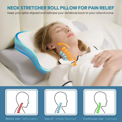 Pulatree Ergonomisch Geheugenfoam Kussen: Zeg Vaarwel Tegen Nek- en Schouderpijn met Ons Geurloos Cervicaal Steunkussen!