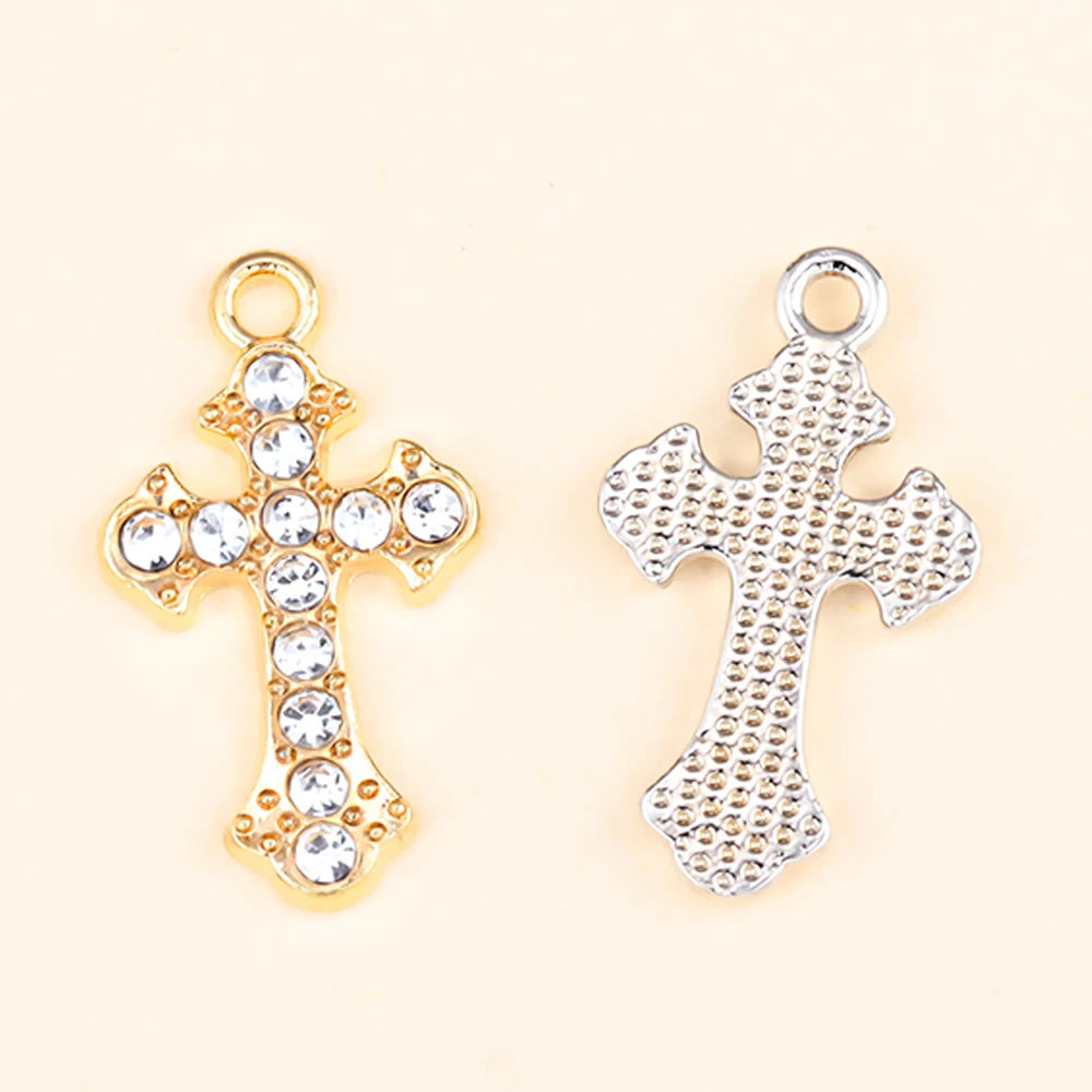 Crystal Cross Charms Gold Silver Crucifix Jewelry Making Supply