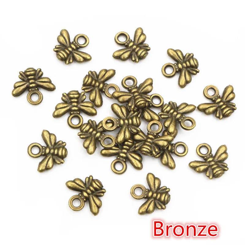 30pcs Bee Charms for Jewelry Making Antique Silver Gold Bronze