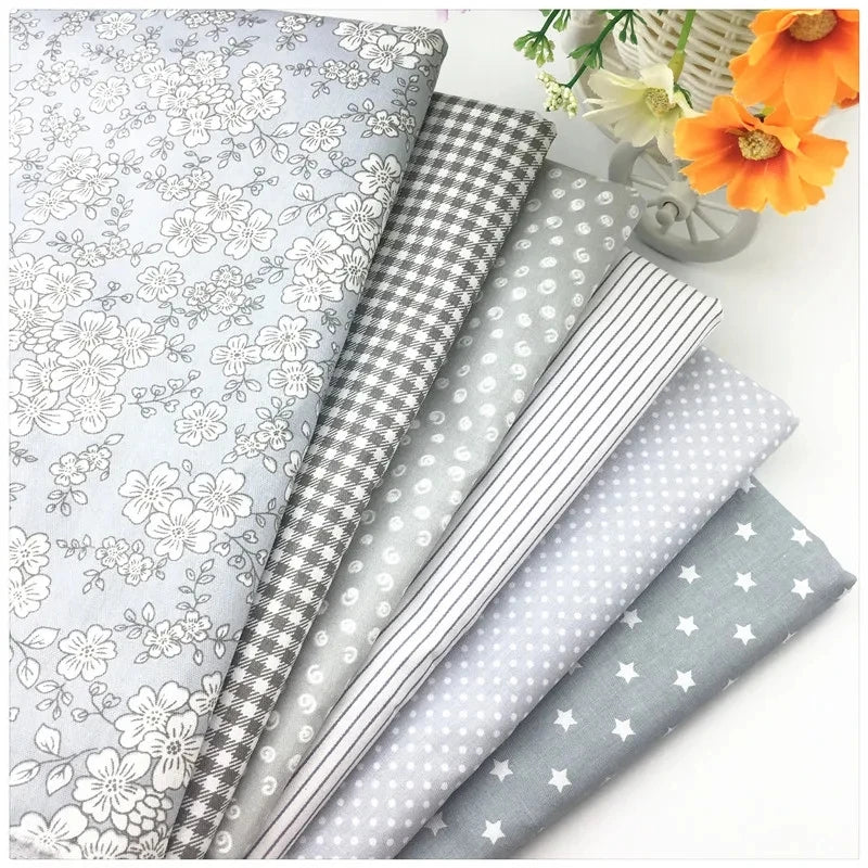 Gray Floral Cotton Fabric 160x50cm Printed Quilting Fabric for Sewing Patchwork Baby Bedding DIY