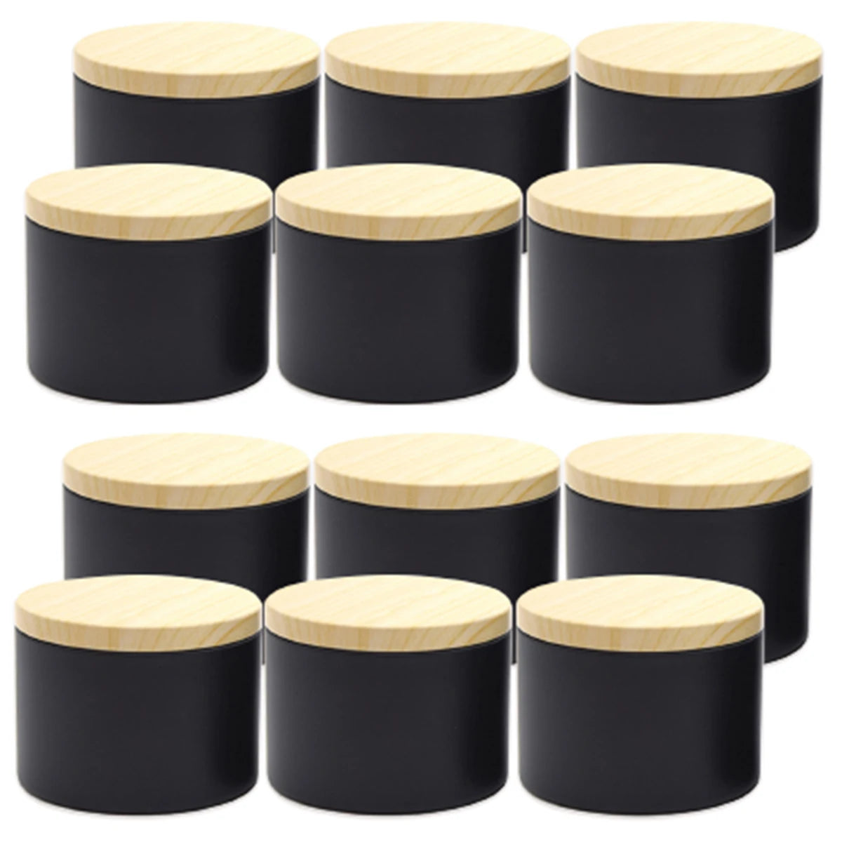 4oz Candle Tins with Wooden Lids | Empty Metal Candle Jars for Candle Making | Black White Green Purple Containers