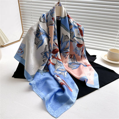 Elegante 90x90cm Twill Zijde-gevoel Vierkante Sjaal voor Dames - Luxe Haar Boomprint Hoofddoek, Sjaal en Nek Sjaal, Perfect voor Hijab of Bandana-stijl!