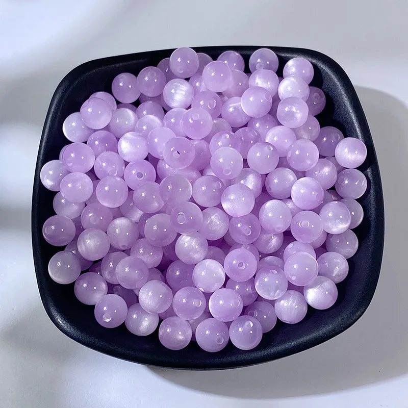 Katzenauge Perlen 8 mm 32 Stück rund Resin Perlen für DIY Schmuckherstellung Bastelbedarf