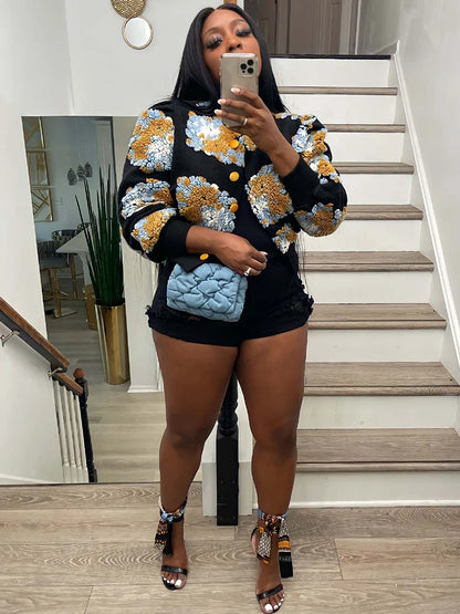 Chic Sibybo 3D Bloem Katoenen Ribbels Gebreide Cardigan - Stijlvolle Enkel-Breasted Trui voor Vrouwen - Perfect voor Casual Winterlooks