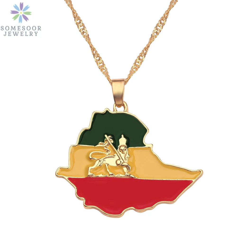 Stijlvolle SOMESOOR Afrikaanse nationale vlag ketting - Vier Nigeria, Ghana en Jamaica met hip-hop emaille hanger kettingjuwelen - Perfect cadeau voor vrouwen