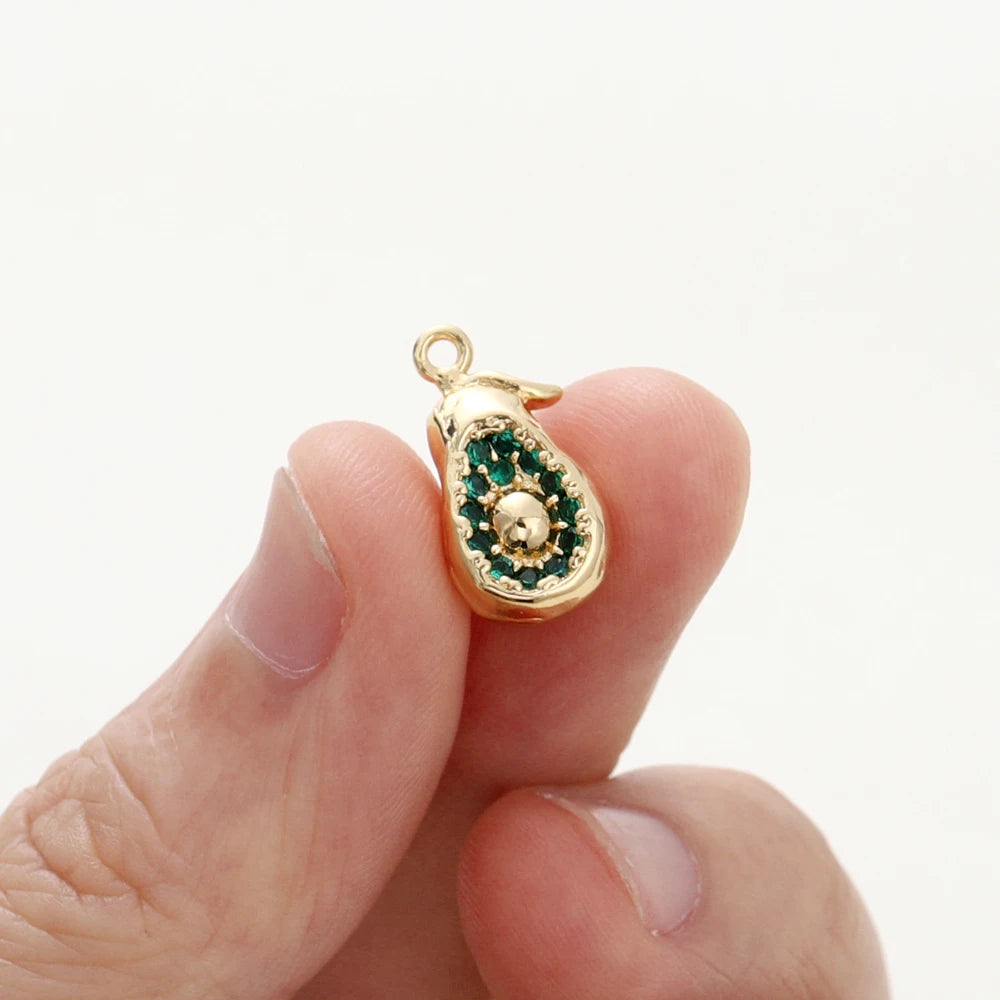 2pcs Strawberry Charms 18K Gold Plated Fruit Pendants Brass