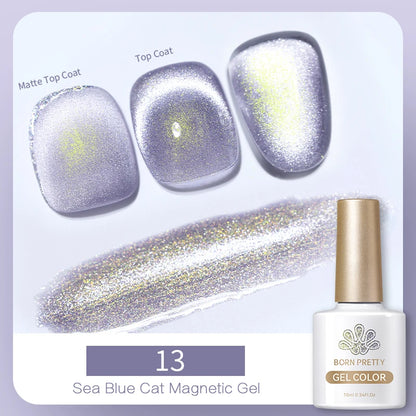 Betoverende Zilveren Maanlicht Kat Magnetische Gel Nagellak - Witte Licht Sprankelende Glitter, Semi- Permanente Nagellak (10ml)