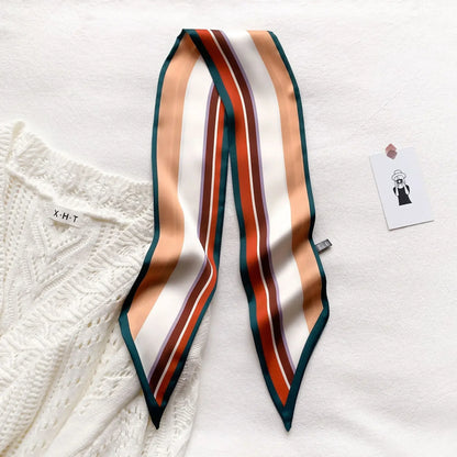 Trendy Floeiende Satijnen Zijde Haar Riem Sjaal voor Vrouwen – Stijlvolle Nekstrik, Tas Sjaal en Skinny Haarband – 2024 Collectie