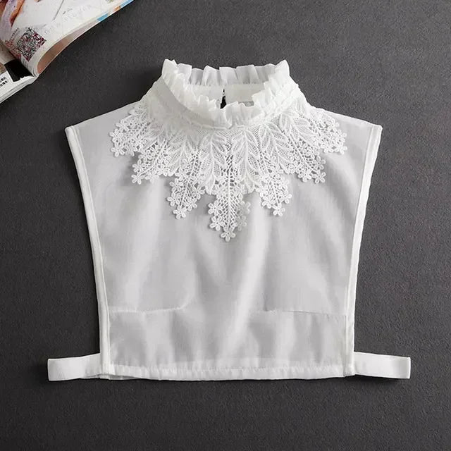 Chic 2024 Voorzijde Strik Witte Afneembare Kant Kraag voor Dames – Vintage Stijl Blouse Accessoire voor een Modebewuste Uiterlijk
