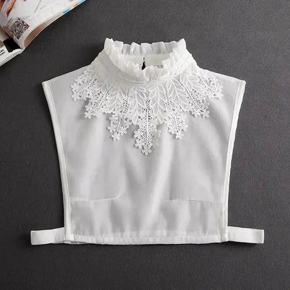 Chic 2024 Voorzijde Strik Witte Afneembare Kant Kraag voor Dames – Vintage Stijl Blouse Accessoire voor een Modebewuste Uiterlijk