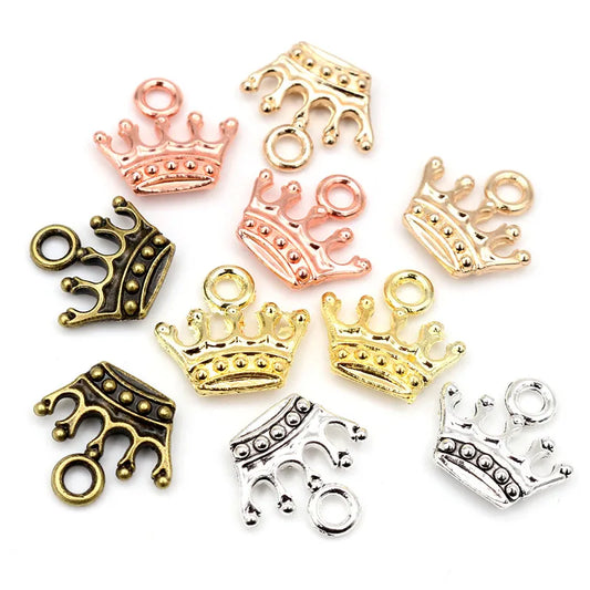 20pcs Crown Charms Antique Silver Gold Bronze Pendants