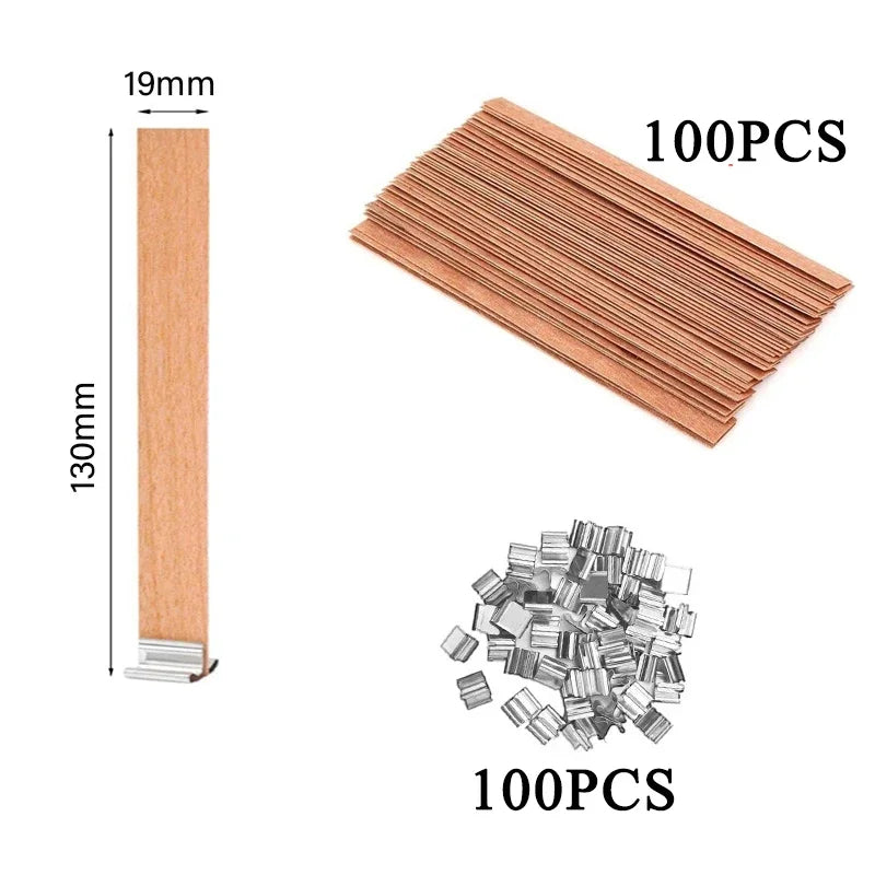 Wood Candle Wick with Clip for DIY Candles Soy Wax Supplies