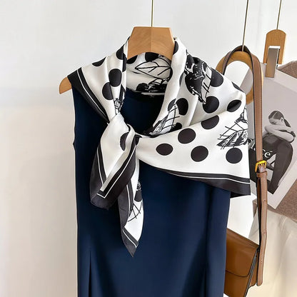 Elegante 90x90cm Twill Zijde-gevoel Vierkante Sjaal voor Dames - Luxe Haar Boomprint Hoofddoek, Sjaal en Nek Sjaal, Perfect voor Hijab of Bandana-stijl!
