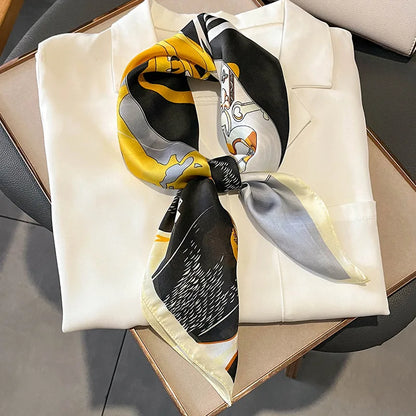 Chique 2023 Zijden Nek Sjaal met Elegante Paardenprint voor Vrouwen - Veelzijdige Vierkante Haarwraps, Foulards en Bandana Opties